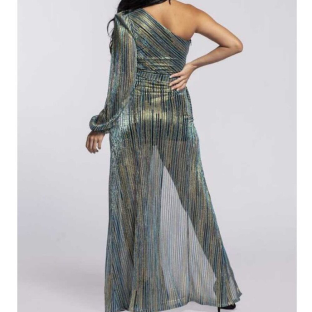 One Shoulder Lurex Formal Dress - Picture 4 of 6